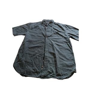 Faded Glory Shirt Button Up Blue Short Sleeve Front Pocket Size Small Cotton